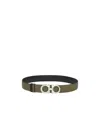 Ferragamo Reversible Gancini Belt In Calf Leather In Black