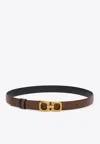 Ferragamo Squared Gancini Leather Belt In Brown