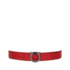 Ferragamo Adjustable Leather Belt Metal Buckle In Red