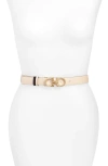 Ferragamo Reversible Gancini Calfskin Leather Belt In Macadamia/nero