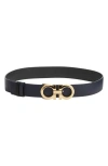 Ferragamo Reversible Gancini Calfskin Leather Belt In Mitro