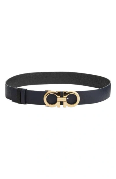 Ferragamo Reversible Gancini Calfskin Leather Belt In Mitro