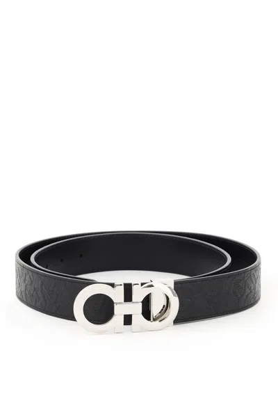 FERRAGAMO REVERSIBLE GANCINI EMBOSSED BELT