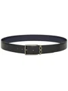 Ferragamo Reversible Gancini Leather Belt In Blue