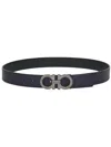 Ferragamo Reversible Belt With Adjustable Length And Metal Buckle In Blue