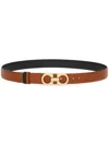 Ferragamo Reversible Gancini Leather Belt In Brown