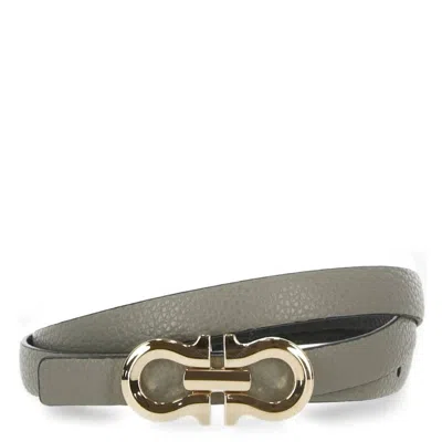 Ferragamo Reversible Gancini Leather Belt In Grey