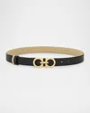 Ferragamo Black Reversible Gancini Belt In Nero Stone