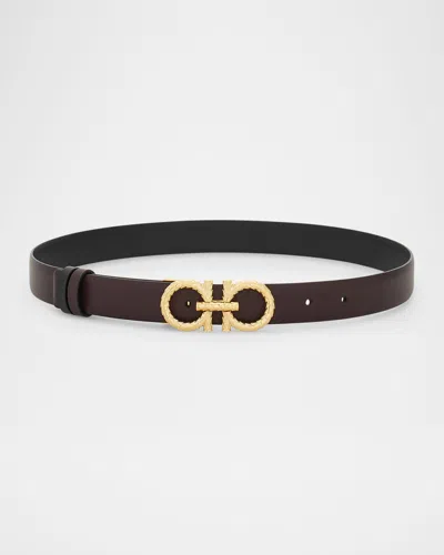 FERRAGAMO REVERSIBLE GANCINI LEATHER BELT