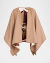 Ferragamo Geometrical Renaissance Print Reversible Cape In Bordeaux Cammel