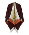 Ferragamo Brown Cape With Fringed Hem In Wool And Cashmere Woman In Brown