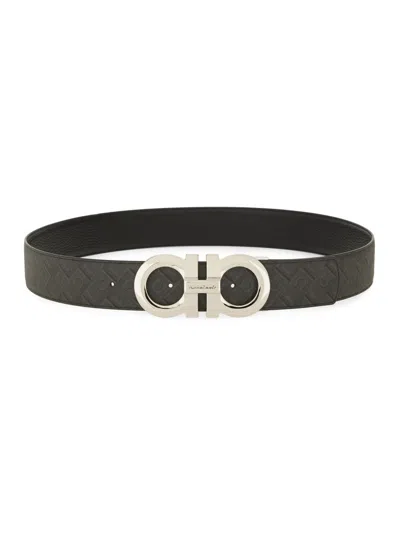 Ferragamo Reversible Hooks Belt For Men In Black