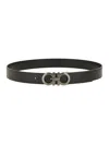 Ferragamo Adjustable Textured Leather Belt In Black