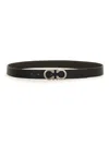 Ferragamo Men Textured Leather Belt With Iconic Gancini Buckle In Black