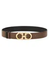 Ferragamo Reversible And Adjustable Gancini Belt In Brown