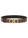 Ferragamo Reversible And Adjustable Gancini Belt In Brown