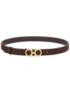 Ferragamo Reversible Hooks Leather Belt Smooth Finish In Brown