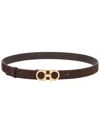 Ferragamo Reversible Hooks Leather Belt Smooth Finish In Brown