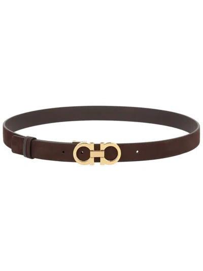Ferragamo Reversible Hooks Belt For Women In Black