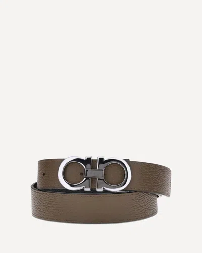 Ferragamo Leather Belt Reversible Design In Brown