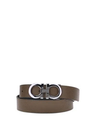 Ferragamo Leather Belt Reversible Design In Brown