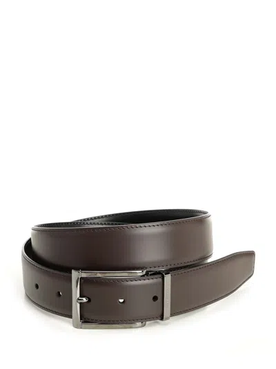 Ferragamo Reversible Leather Belt Belts Black In Brown
