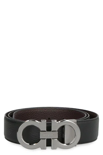 Ferragamo Reversible Leather Belt In Black