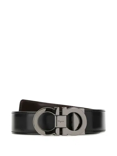 Ferragamo Reversible Leather Belt In Black