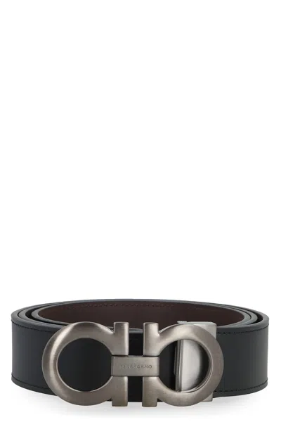 Ferragamo Reversible Leather Belt In Black