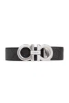 Ferragamo Reversible And Adjustable Gancini Belt In Black