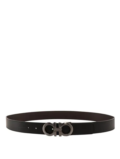 Ferragamo Reversible Leather Belt In Black
