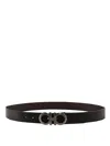 Ferragamo Men Reversible Leather Belt In Black