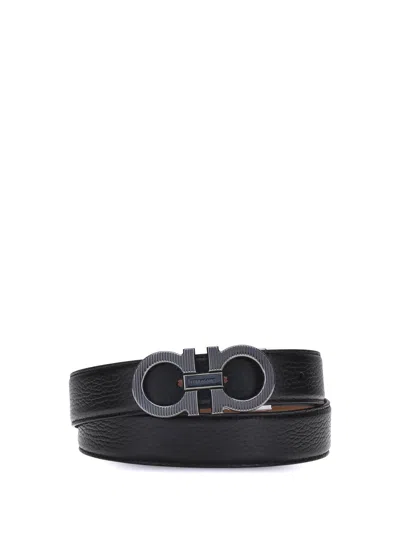 Ferragamo Reversible Leather Belt In Black