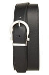 Ferragamo Reversible Leather Belt In Black/hickory