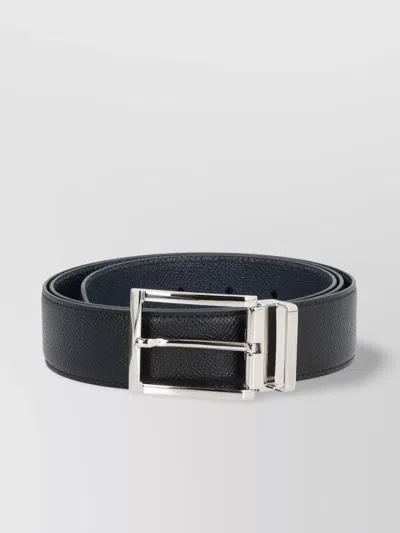 Ferragamo Reversible Leather Belt Gancini In Black