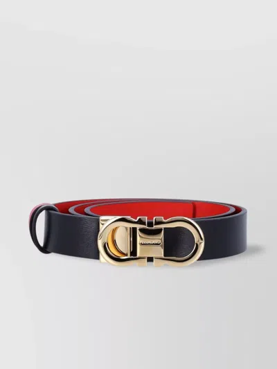 Ferragamo Gancini-buckle Reversible Leather Belt In Black