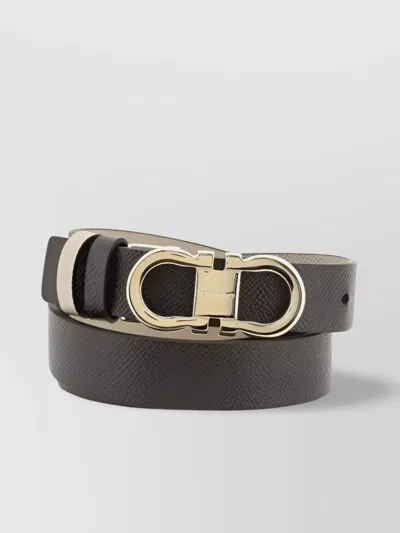 Ferragamo Reversible Leather Belt Gold-tone Buckle In Animal Print