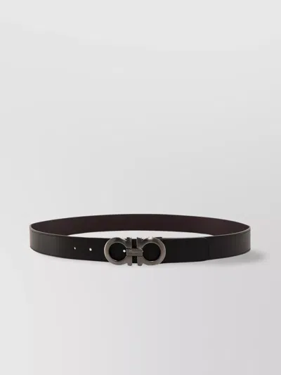 Ferragamo Reversible Leather Belt Iconic Buckle In Black