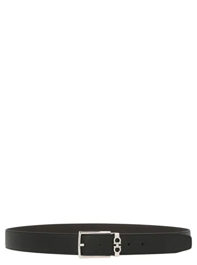 Ferragamo Reversible Leather Belt In Black