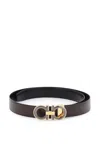 FERRAGAMO REVERSIBLE LEATHER BELT WITH DOUBLE-LAYER GANCINI HOOK BUCKLE IN MIXED COLORS FOR MEN
