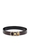 Ferragamo Reversible Leather Belt With Double-layer Gancini Hook Buckle In Mixed Colors For Men In Multicolor