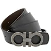 Ferragamo Reversible Leather Belt With Gunmetal Buckle In Brown/black