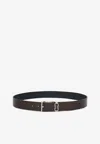 Ferragamo Reversible Leather Buckled Belt In Brown