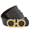 Ferragamo Reversible Leather Gancini Belt In Black
