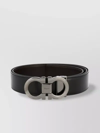 Ferragamo Reversible Leather Gancini Belt In Brown