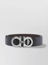 Ferragamo Reversible Leather Gancini Belt In Brown
