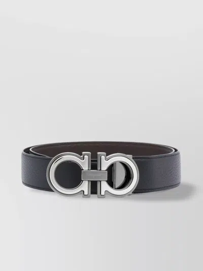 Ferragamo Reversible Leather Gancini Belt In Brown