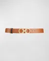 Ferragamo Reversible Leather Gancini Belt In Gold