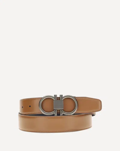 Ferragamo Reversible Leather Gancini Belt In Brown