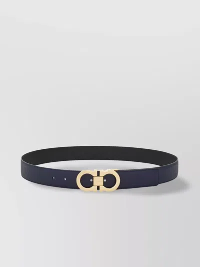 Ferragamo Reversible Leather Gancini Belt In Grey